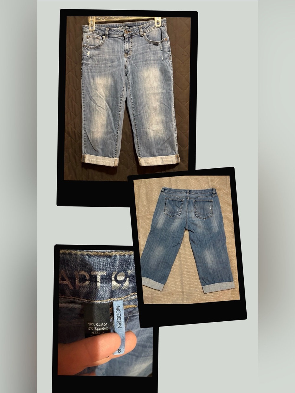 Apt. 9 Women's Blue Cropped Straight Jeans #2052
